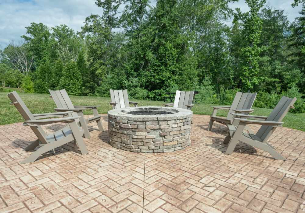 Fire pit and seating area at Greymont Village in Asheville, North Carolina