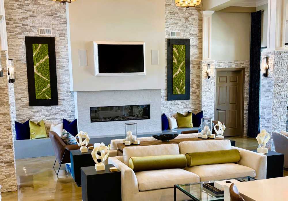 Living area in the clubhouse at Carroll at Cane Ridge Apartments in Antioch, Tennessee