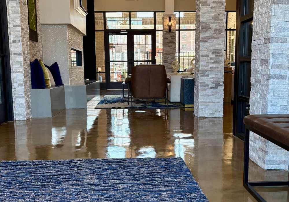 Clubhouse with fireplace at Carroll at Cane Ridge Apartments in Antioch, Tennessee