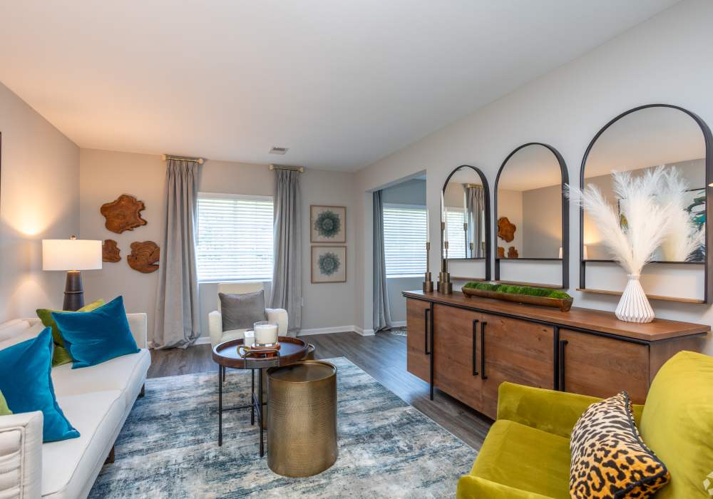 Spacious living rooms at Featherstone in Durham, North Carolina