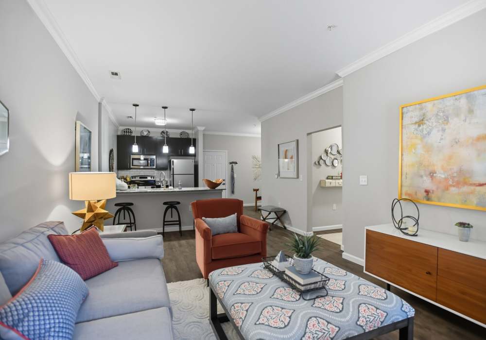 Bright living room at Ascot Point Village in Asheville, North Carolina