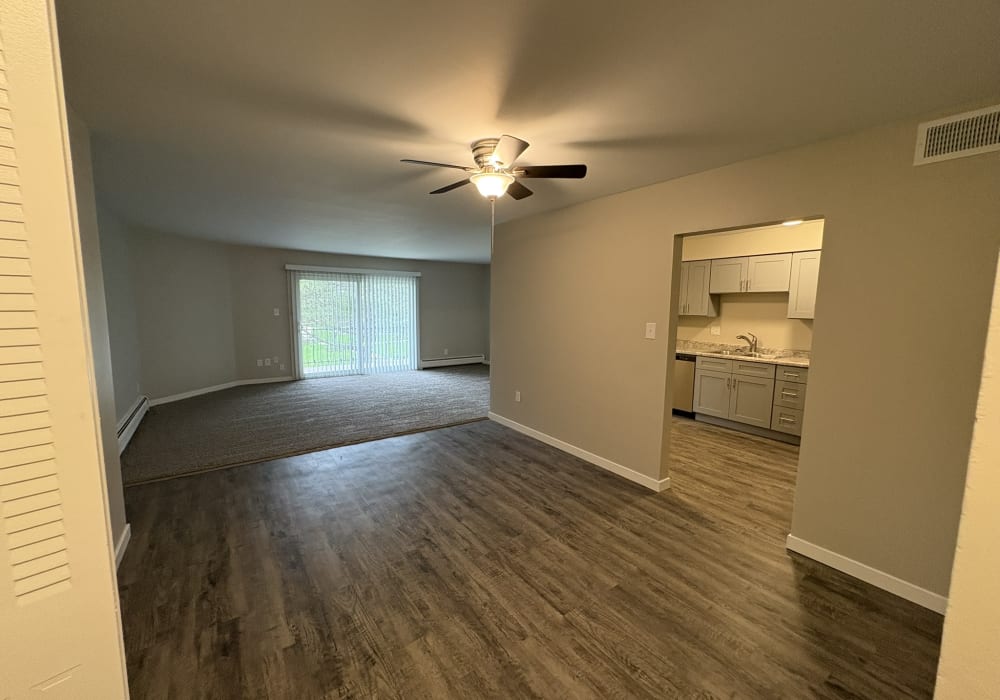 Living room  ceiling fan at Broadway Crossing Apartments in Merrillville, Indiana