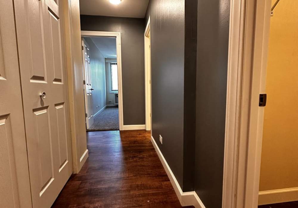 Wood-style flooring at Main Street Apartments in Bensenville, Illinois
