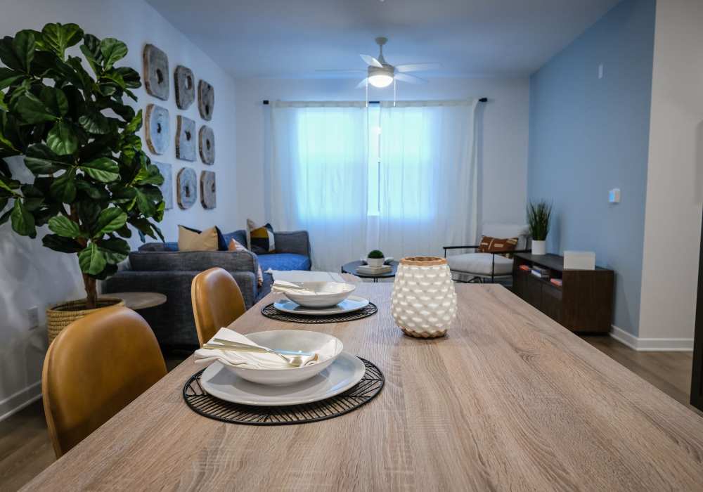 Dining table at The Courtyards Pacific Village in San Diego, California