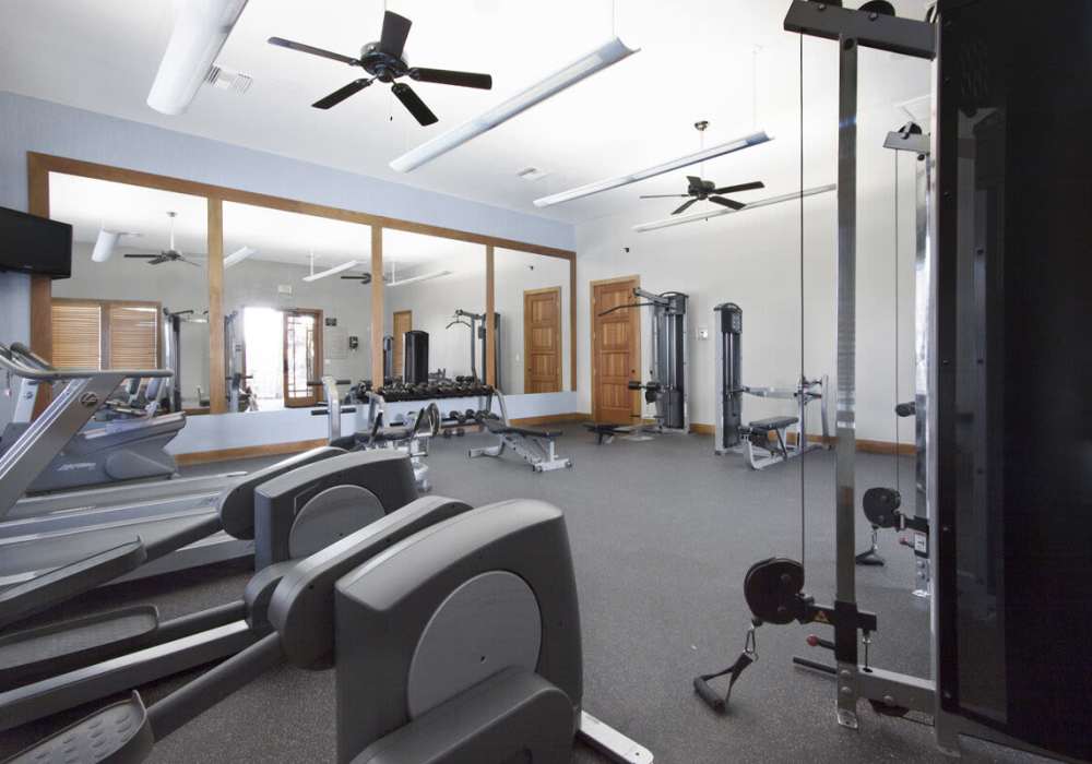 Fully equipped fitness center at Rivers Edge in Lake Elsinore, California