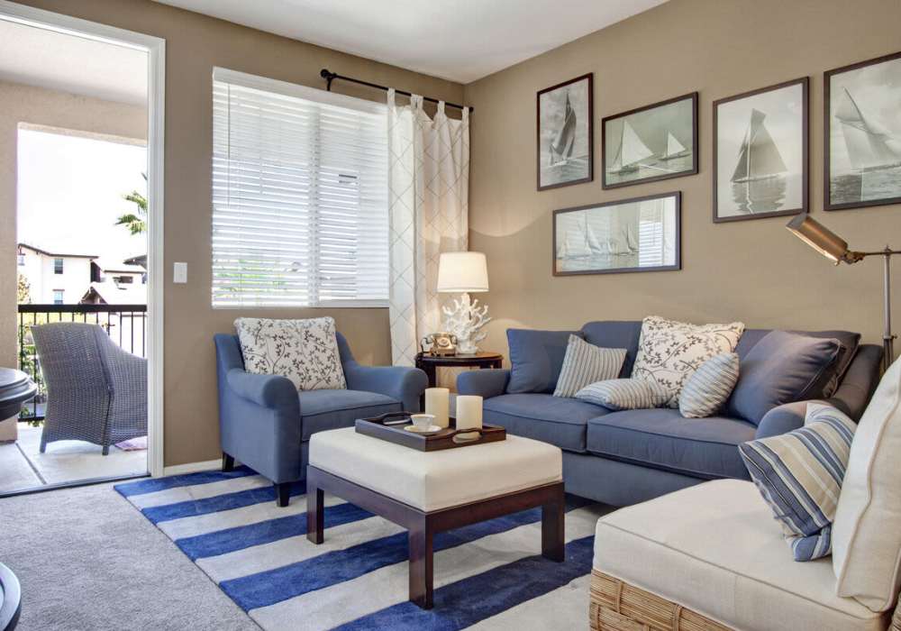 Living room connecting to patio at Rivers Edge in Lake Elsinore, California