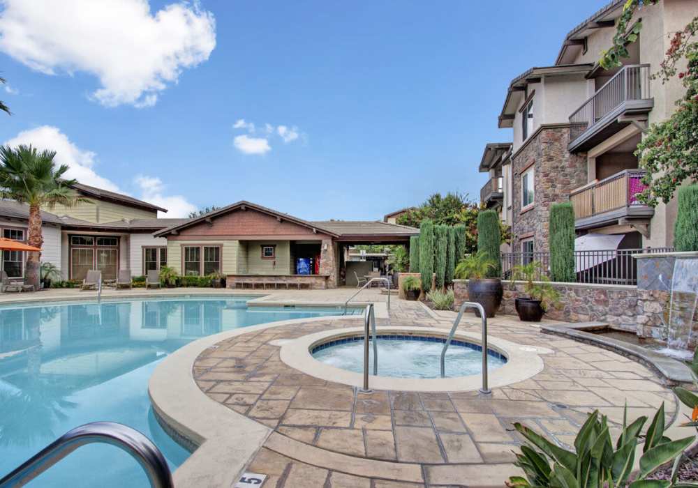 Resort style swimming pool at Rivers Edge in Lake Elsinore, California