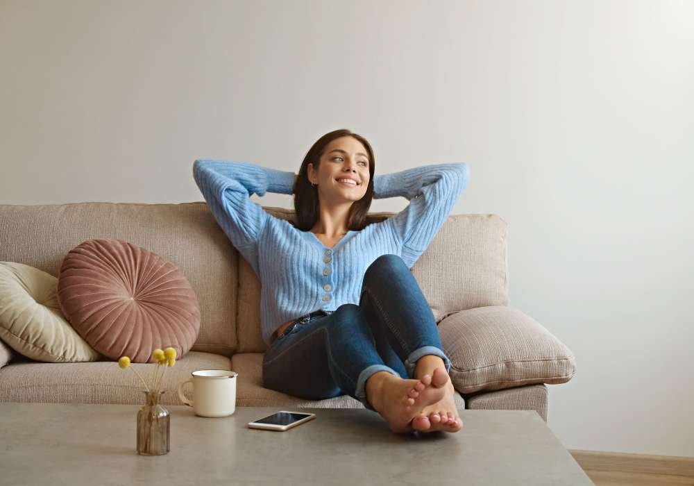 Resident relaxing in her new home at Emerald Place in Lancaster, Ohio