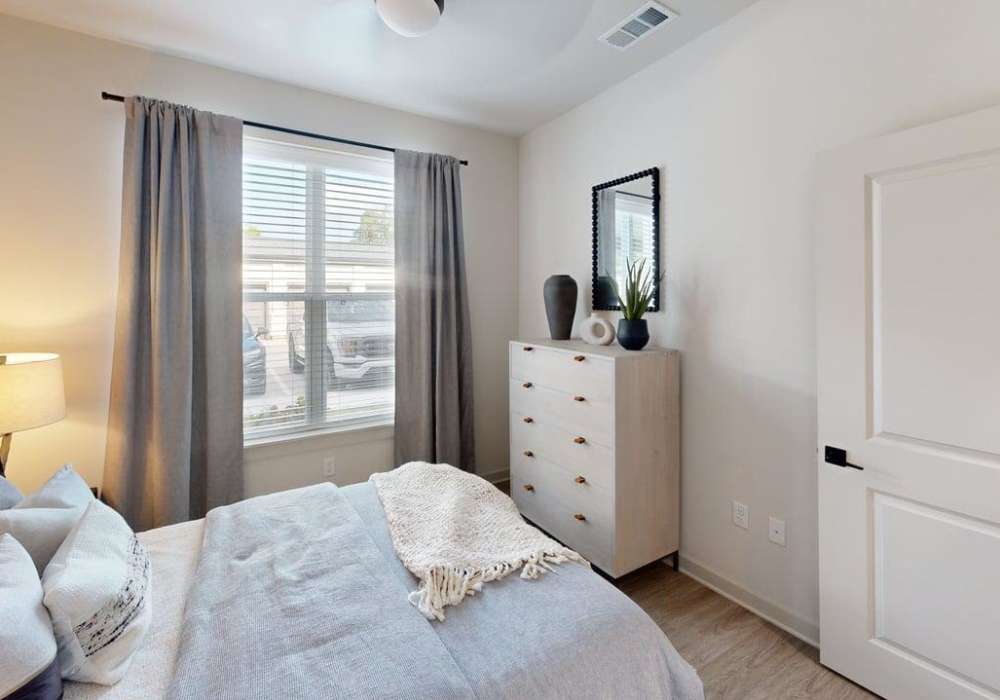 Model bedroom at Silo Creek Apartments in Lafayette, Louisiana