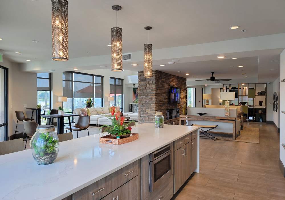 Open kitchen at Messina Luxury Apartments in New Smyrna Beach, Florida