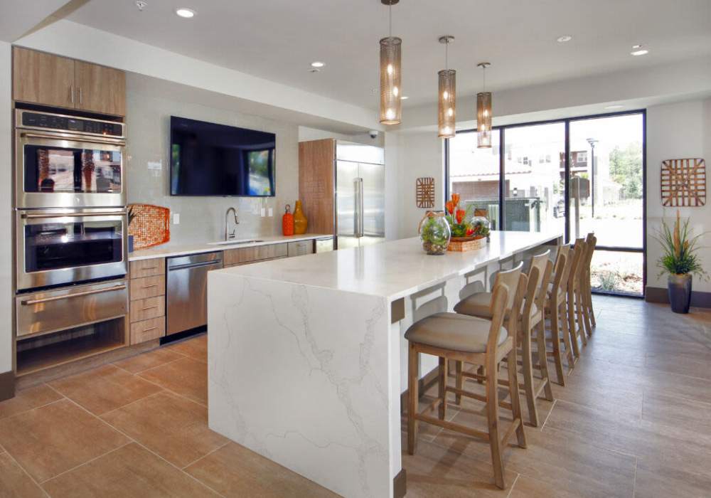 Clubhouse kitchen at Messina Luxury Apartments in New Smyrna Beach, Florida