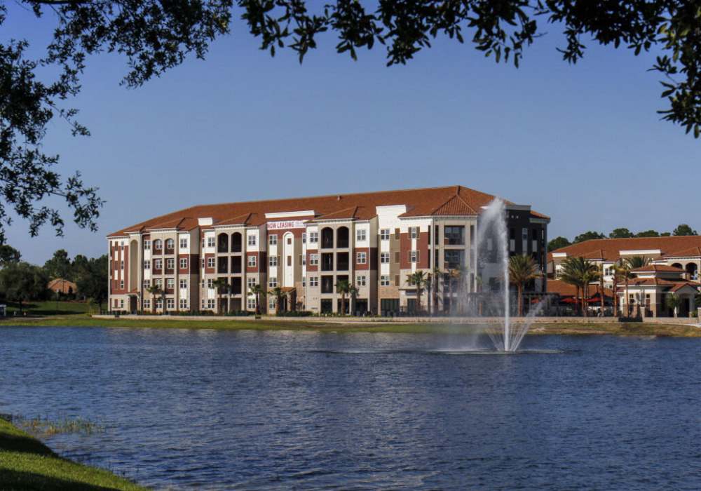 View from the lake at Messina Luxury Apartments in New Smyrna Beach, Florida