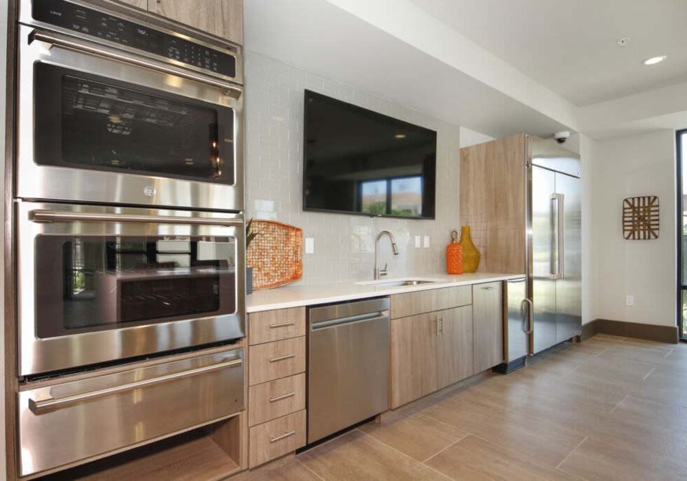 Modern kitchen with classy design at Messina Luxury Apartments in New Smyrna Beach, Florida