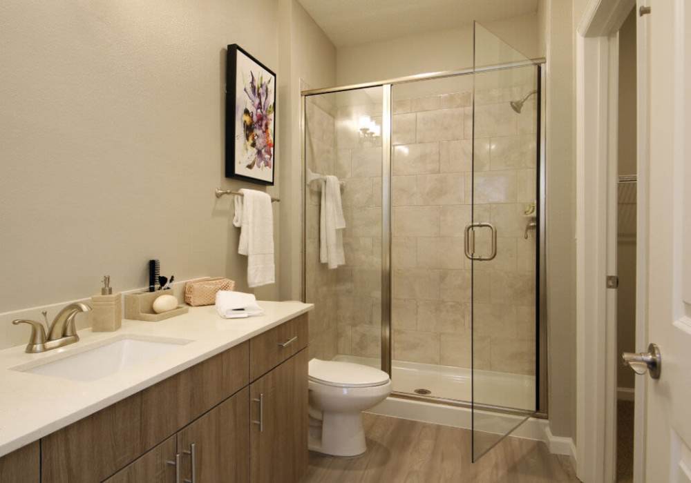 Bathroom at Messina Luxury Apartments in New Smyrna Beach, Florida