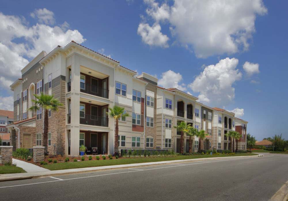 Exterior of the apartments at Messina Luxury Apartments in New Smyrna Beach, Florida