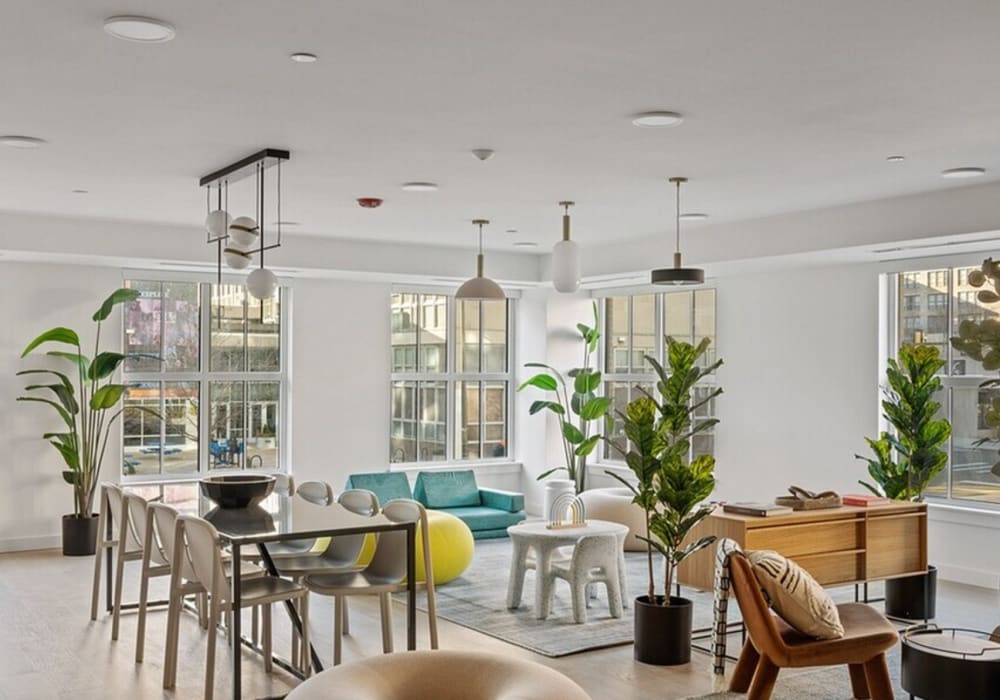 Resident lounge at Mily on Green in Philadelphia, Pennsylvania