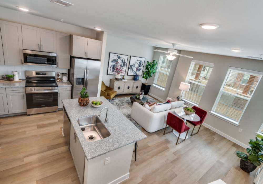 Photo of living area and kitchen