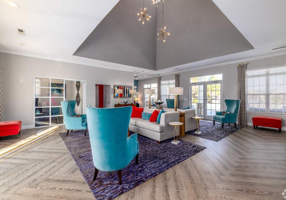 Clubhouse lounge seating area at Bromley Village in Fort Mill, South Carolina