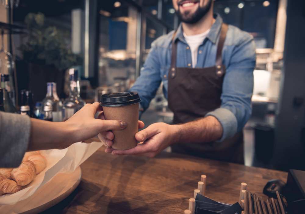 Resident buying coffee from a cafe near Echo Trail in Bowling Green, Kentucky