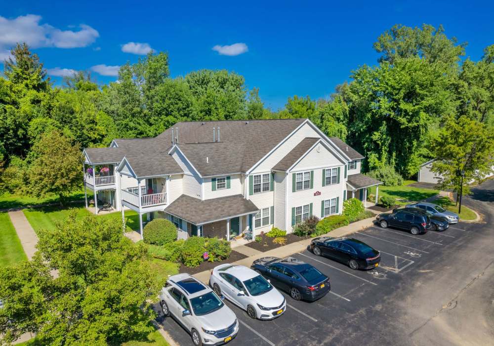 Aerial view of apartments at Heritage Park Apartments & Townhomes in Webster, New York