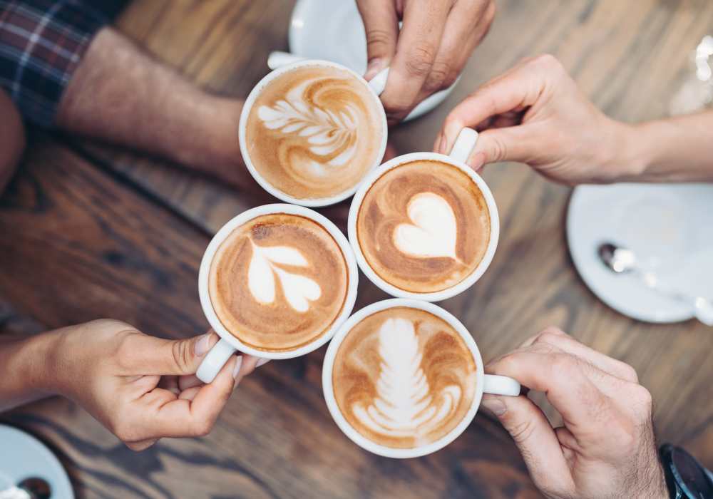 Residents having coffee at The Colton in Redwood City, California