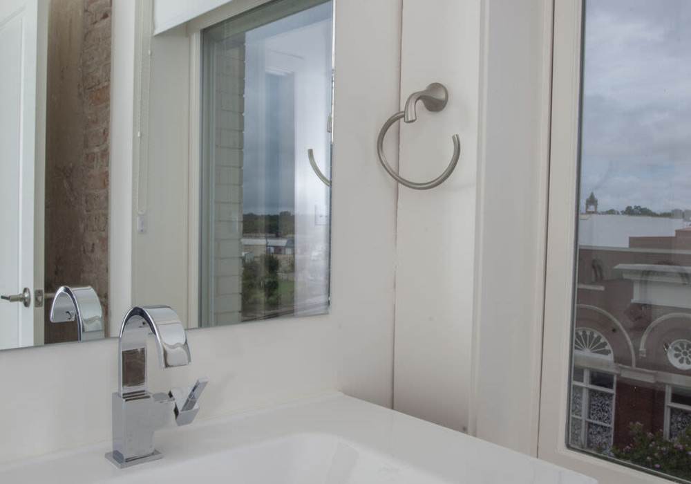 Faucet handle turned on at Hub City Lofts in Hattiesburg, Mississippi
