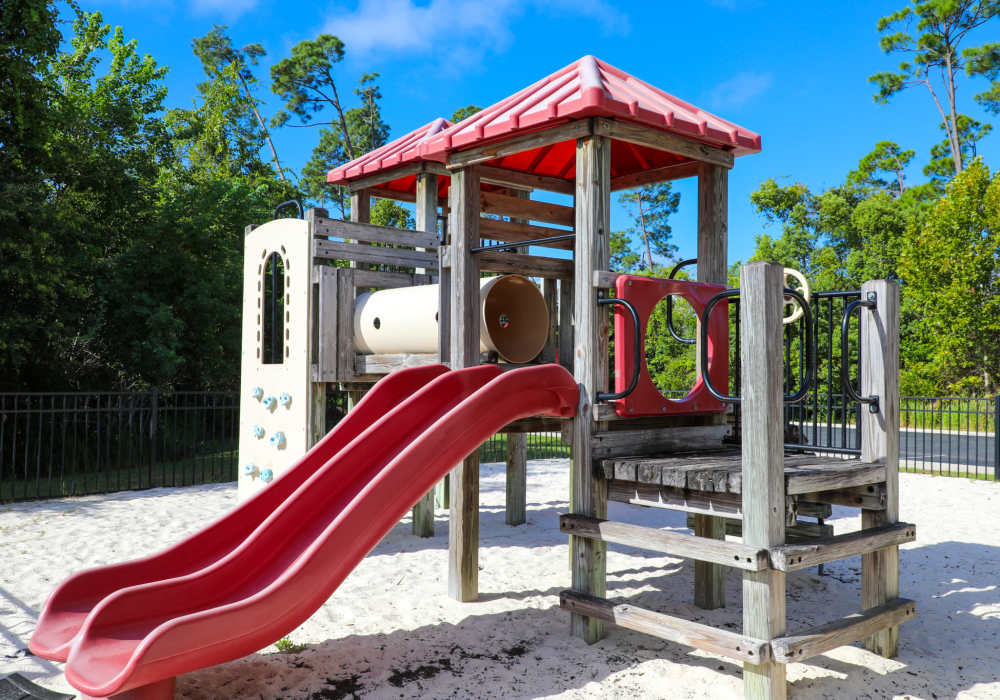 Playground with kids sliders  at Andrews Place in Panama City, Florida