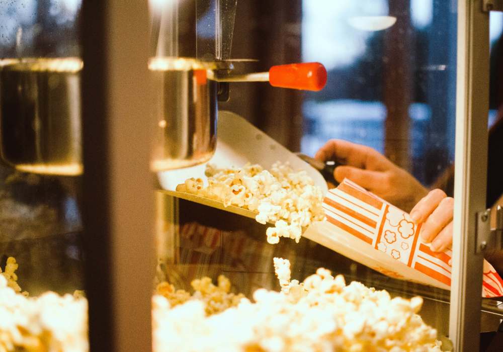 Popcorn being served into a striped container Lakeside Villas in Baton Rouge, Louisiana