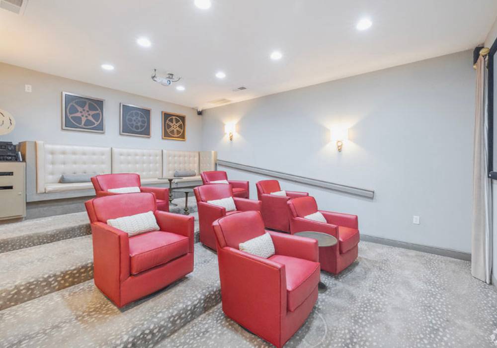 Multi-media theater room at Cobblestone Village in Summerville, South Carolina