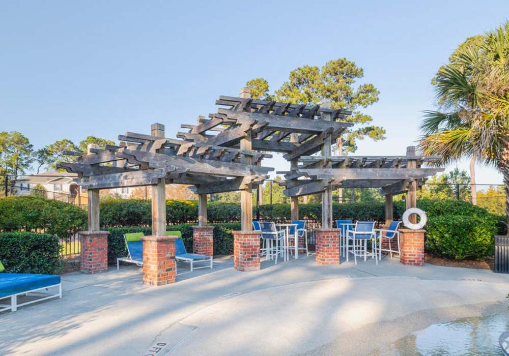 Poolside gazebo at Cobblestone Village in Summerville, South Carolina