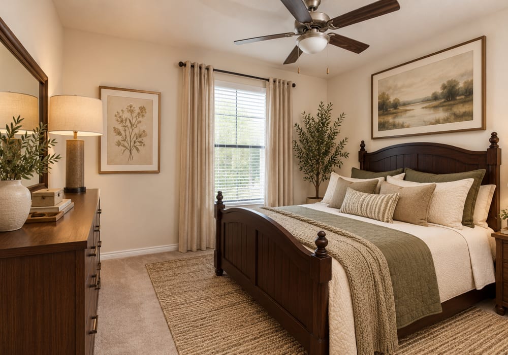 Model bedroom at Chapel Creek in Mandeville, Louisiana