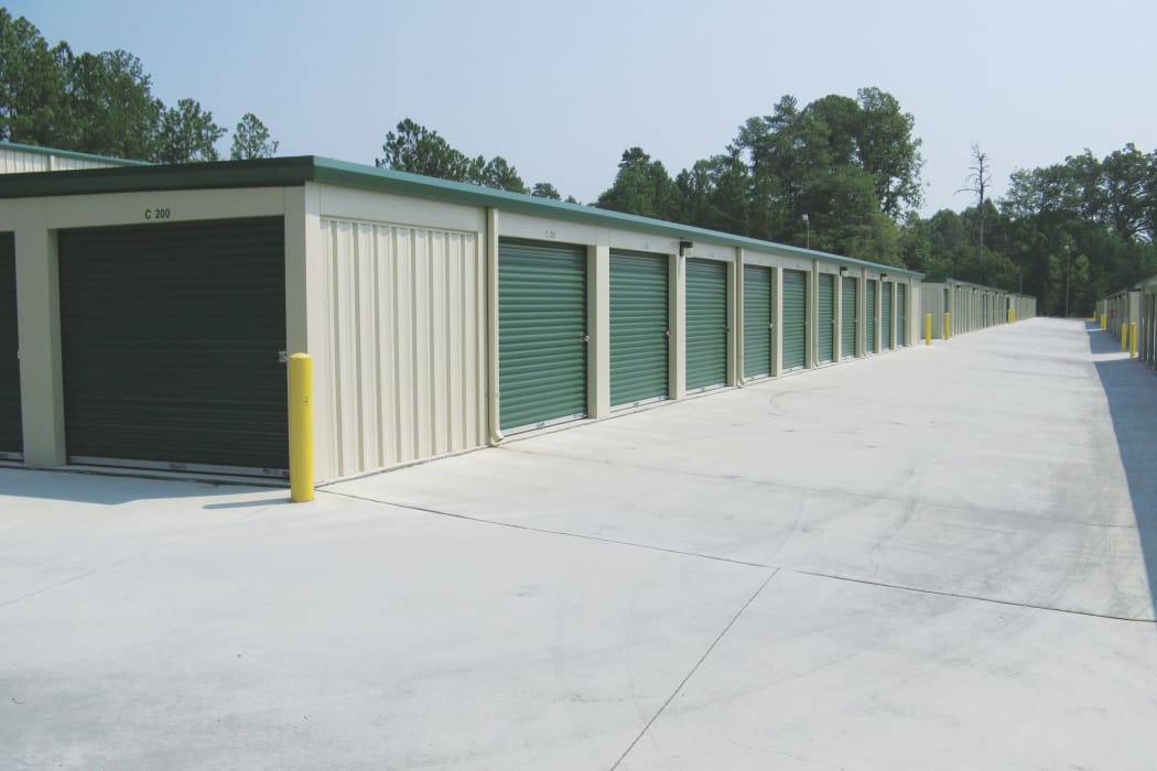 Wide driveways at Cardinal Self Storage - East Raleigh in Raleigh, North Carolina. 