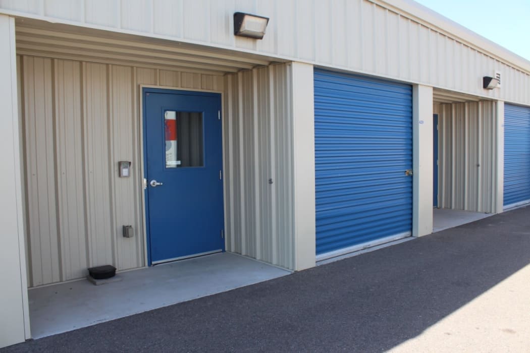 Storage entrance, blue door at Tolleson Self Storage in Tolleson, Arizona