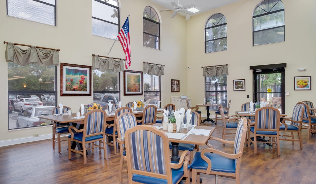 Community dining room at Grand Villa of Englewood in Englewood, Florida
