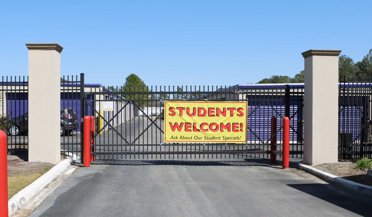 Welcome sign at StoreSmart Self-Storage in Conway, South Carolina