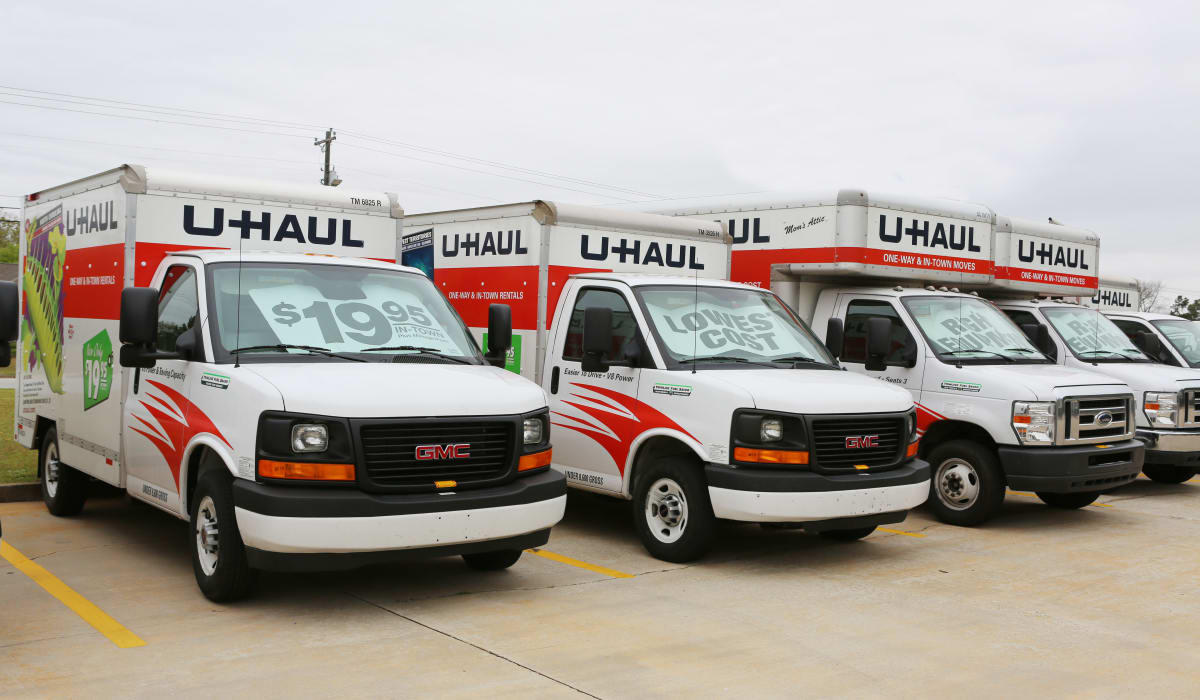 Rental trucks at StoreSmart Self-Storage in Warner Robins, Georgia