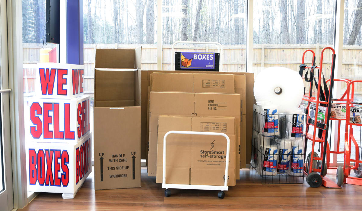 Boxes at StoreSmart Self-Storage in Raleigh, North Carolina