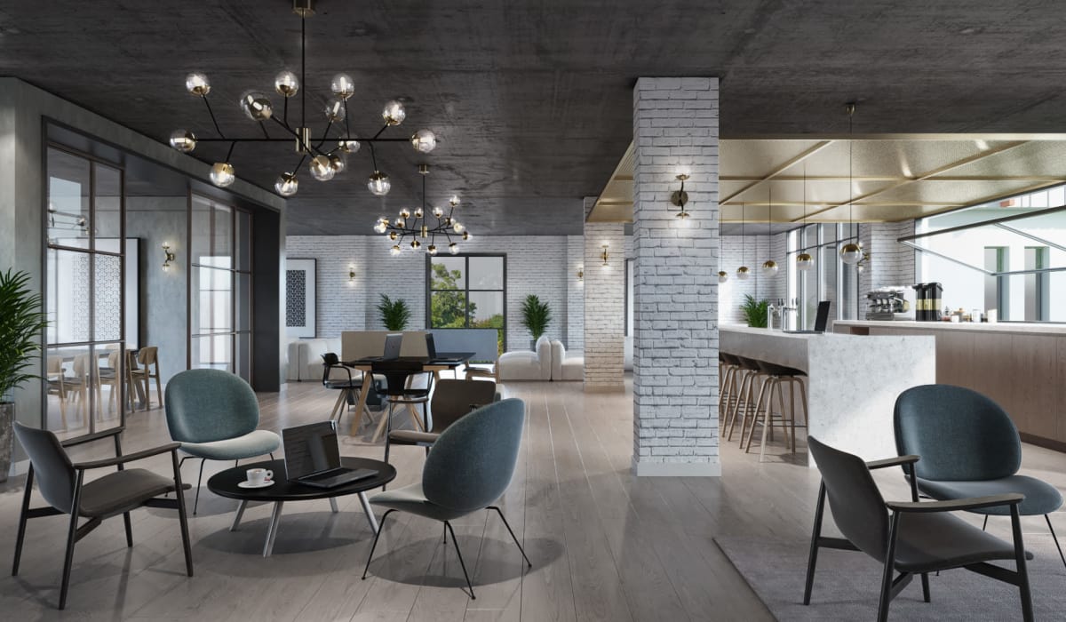 Beautiful resident clubhouse interior at The Wayland in St Petersburg, Florida