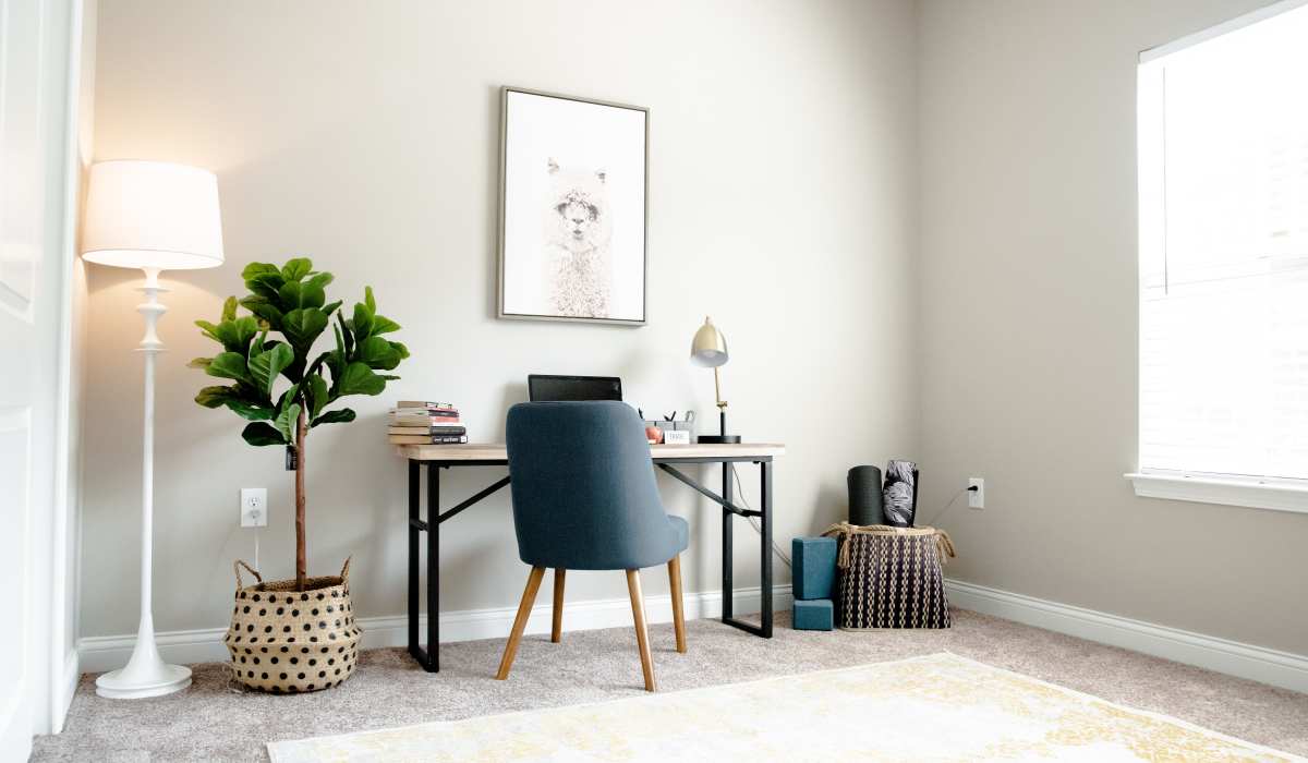 Bedroom space with plush carpeting at Bonterra Apartments in Fort Wayne, Indiana