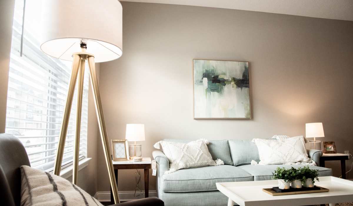 Living space with large windows at Bonterra Apartments in Fort Wayne, Indiana