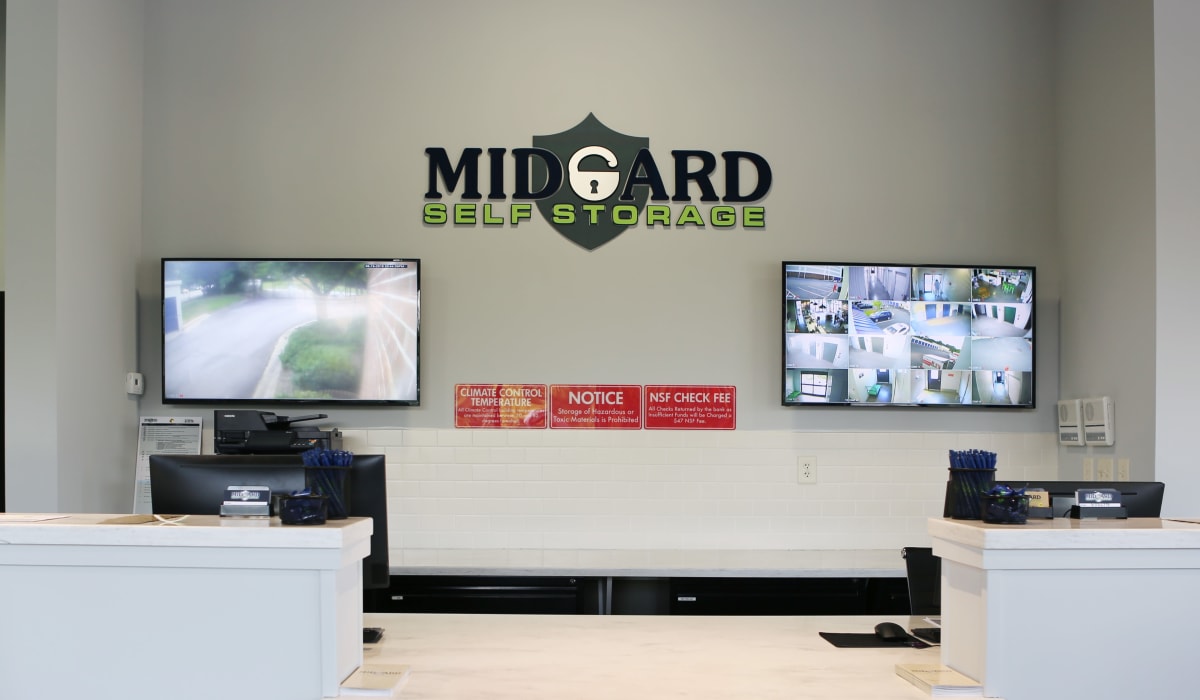 Leasing office at Midgard Self Storage in Roswell, GA