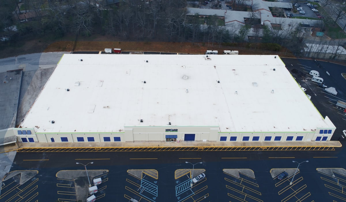 Arial view at Midgard Self Storage in Greenville, SC