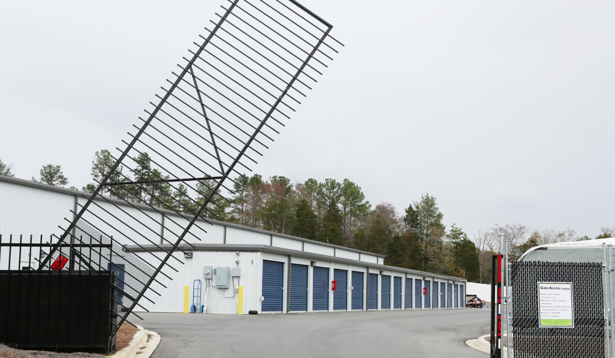 Security gate at Midgard Self Storage in Lake Wylie, South Carolina