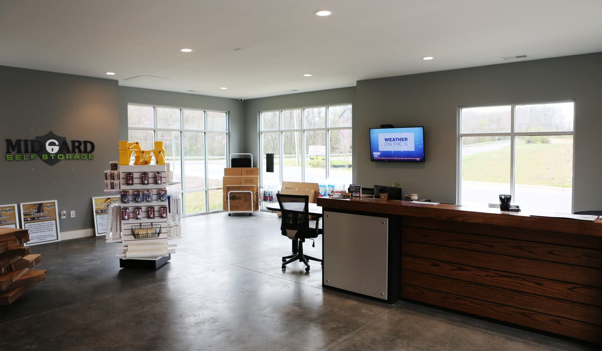 Leasing office at Midgard Self Storage in Lake Wylie, South Carolina