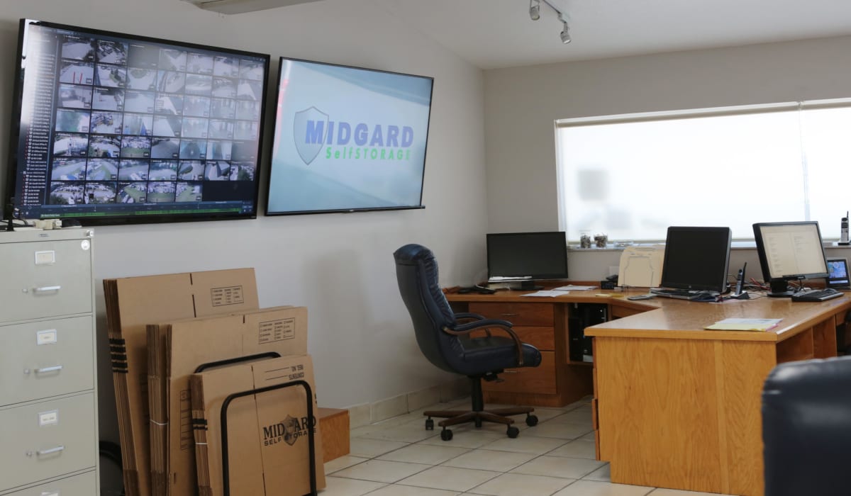 Leasing office at Midgard Self Storage in Lutz, FL