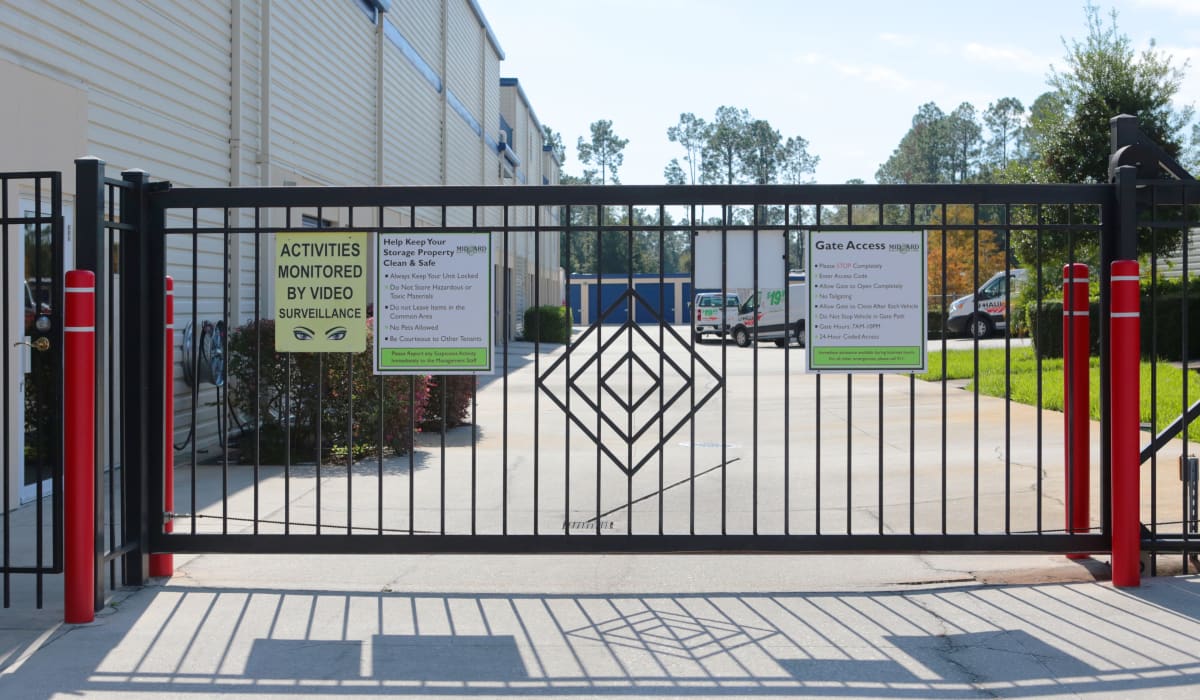 Security gate at Midgard Self Storage in Lutz, FL