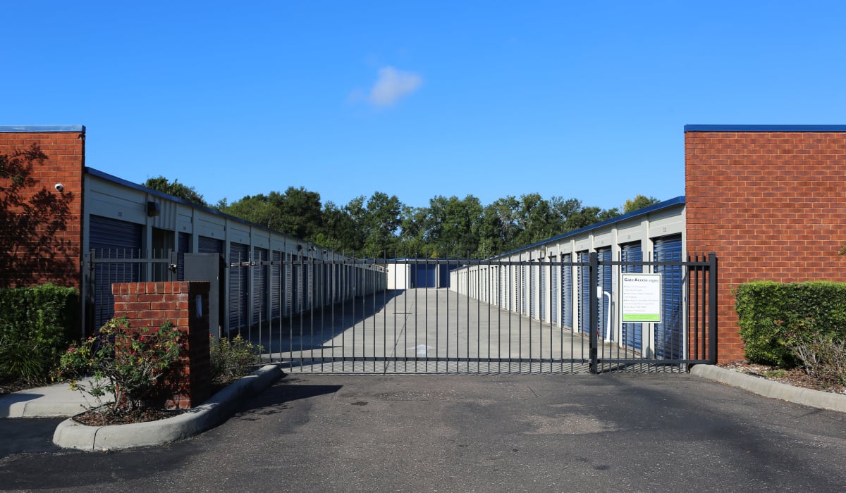 Security gate at Midgard Self Storage in Newberry, FL