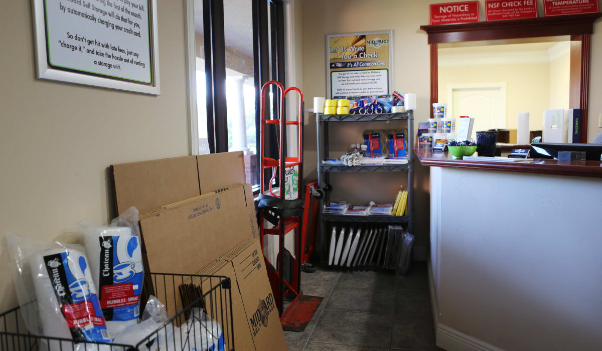 Packing supplies at Midgard Self Storage in Newberry, FL