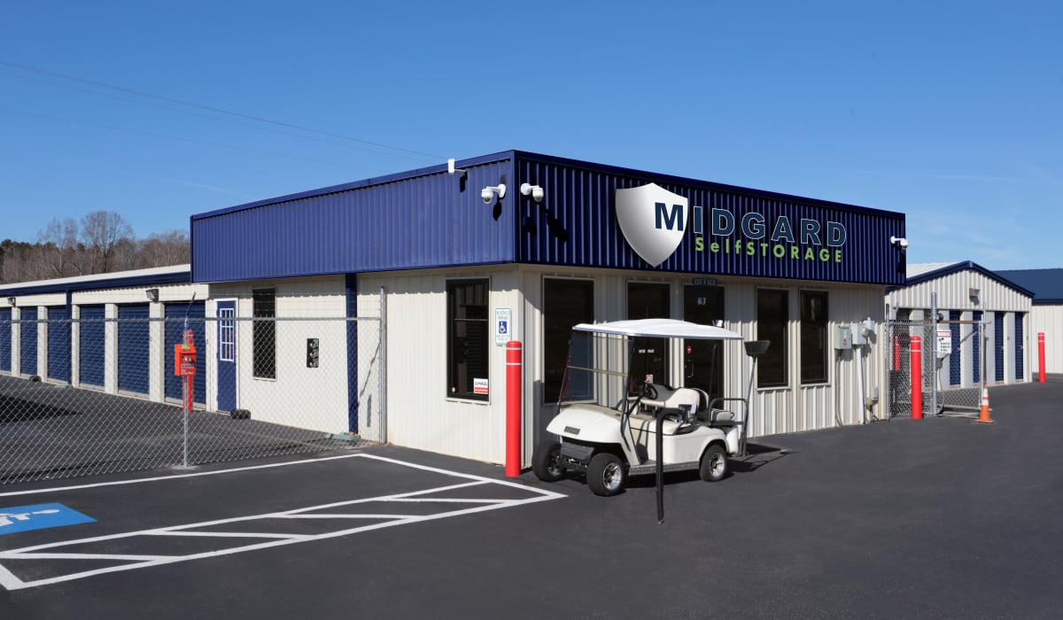 Front of Midgard Self Storage in Eastanollee, Georgia