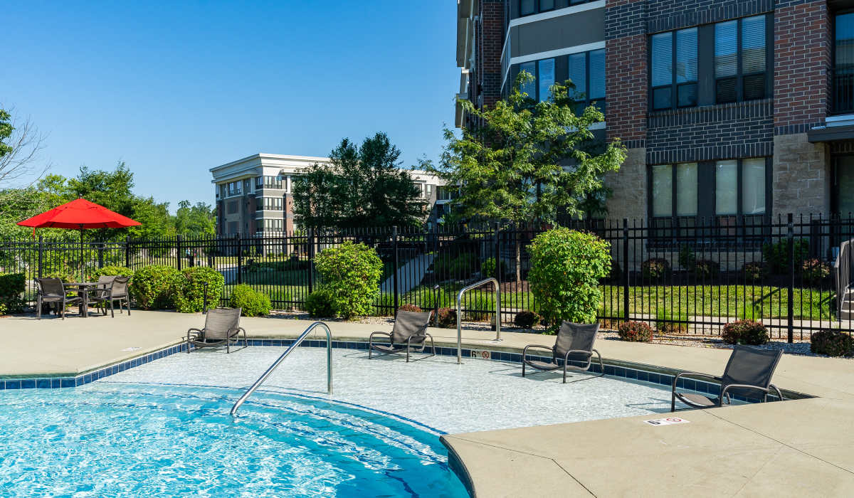 Sparkling swimming pool at Latitude at Deerfield Crossing in Mason, Ohio